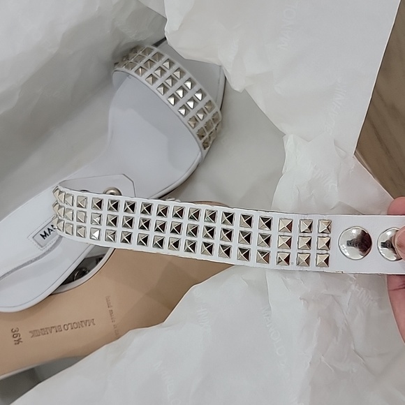 Manolo Blahnik Rocco Studded-Toe Sandal - Picture 12 of 16